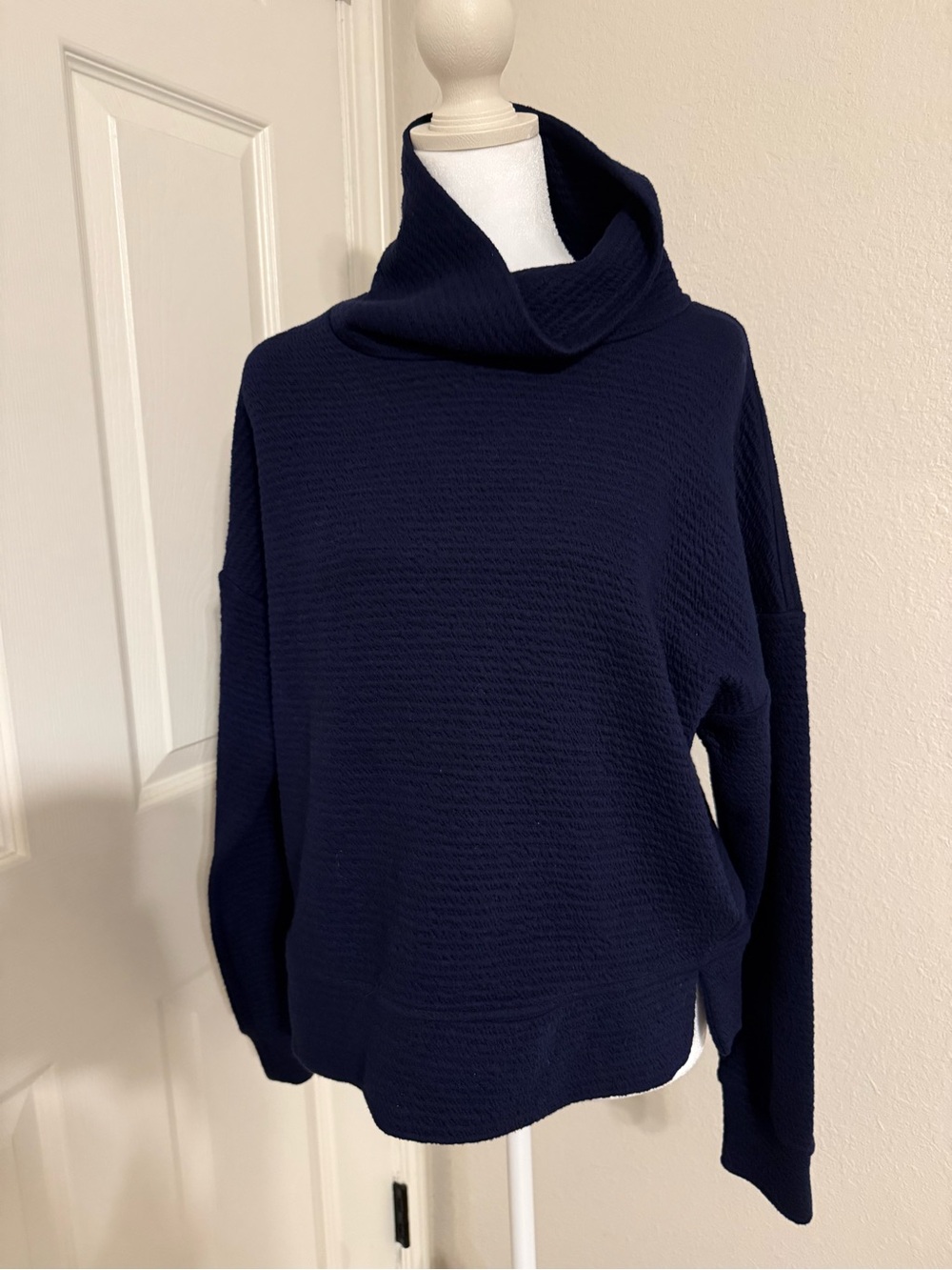 CALIA by Carrie Underwood Deep Navy Ribbed Cowl Sweater - Picture 2 of 7